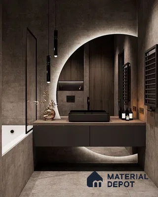 a bathroom with a large tub in the middle of the room and two sinks and two sinks on the wall next to a bathtub in front of a large window that has a wooden flooring is shown in